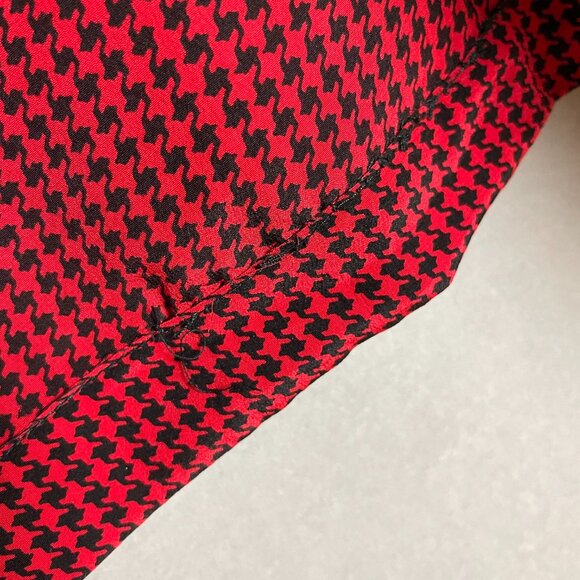 Vintage Silk Blazer Top John Yang Double Breasted Red Black Houndstooth 1980s - Picture 13 of 15